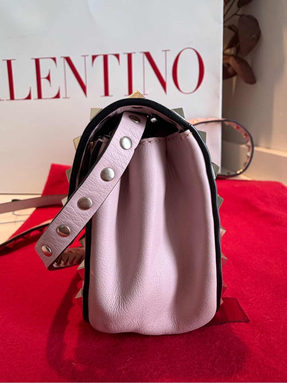Valentino Pink Rockstud Crossbody Bag with Gold Hardware - Picture 8 of 11